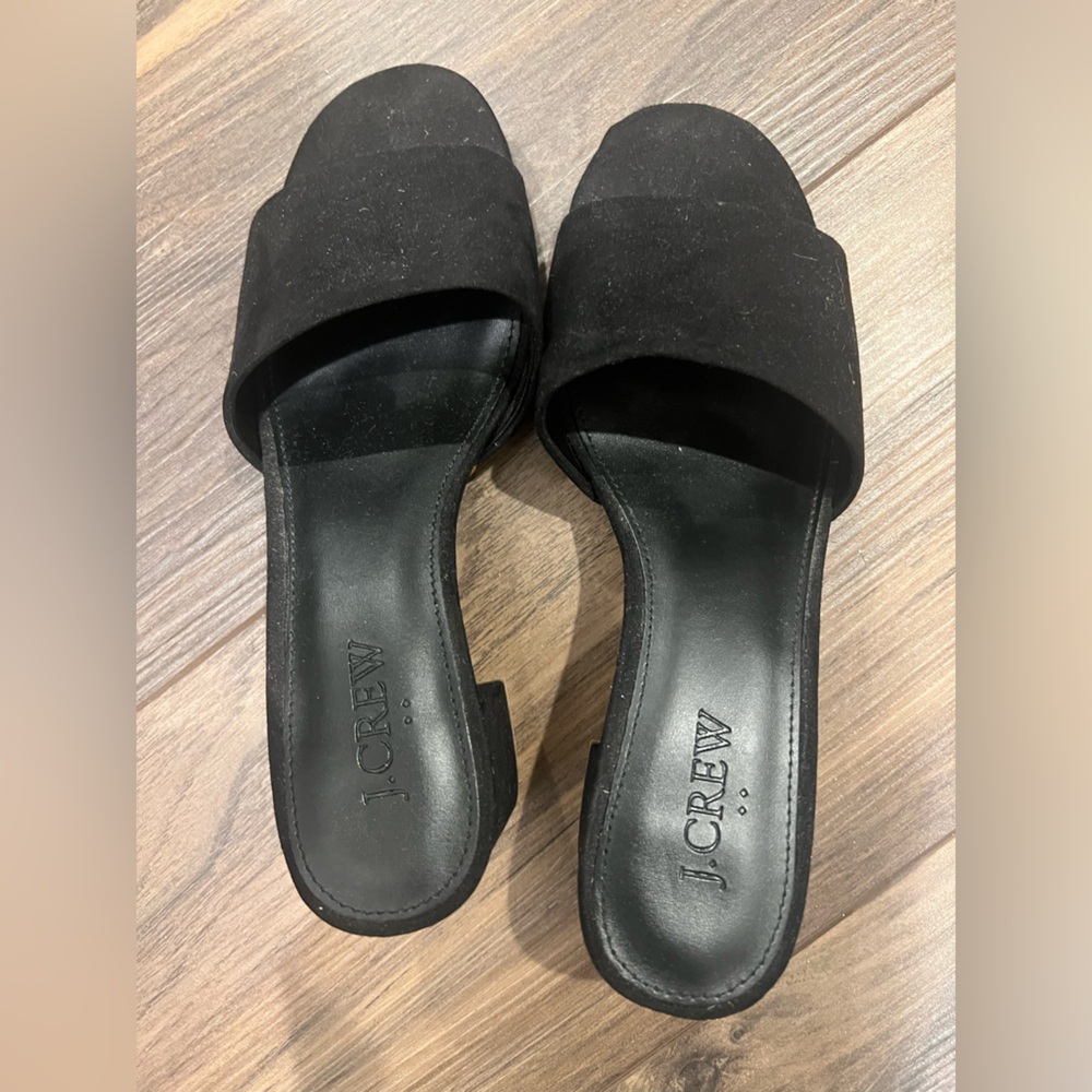 J. Crew Women's Suede Black Mules / Block Heels - Sz 6